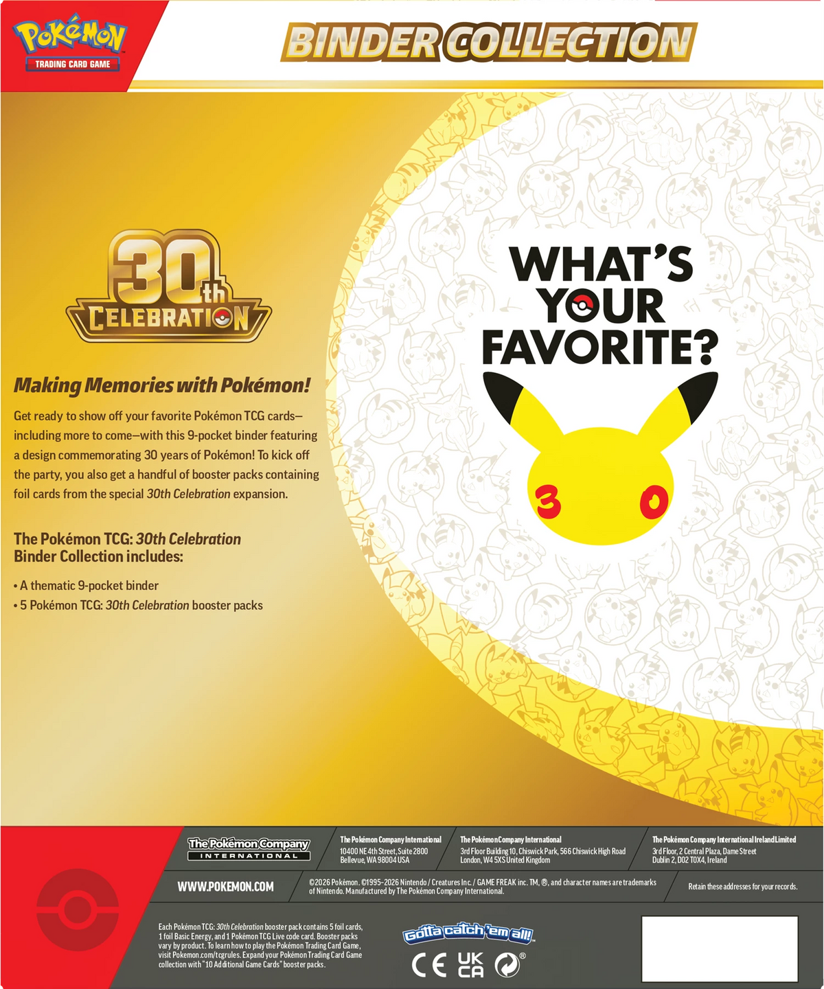 Pokémon TCG - 30th Celebration Binder Collection Laschocards Back
