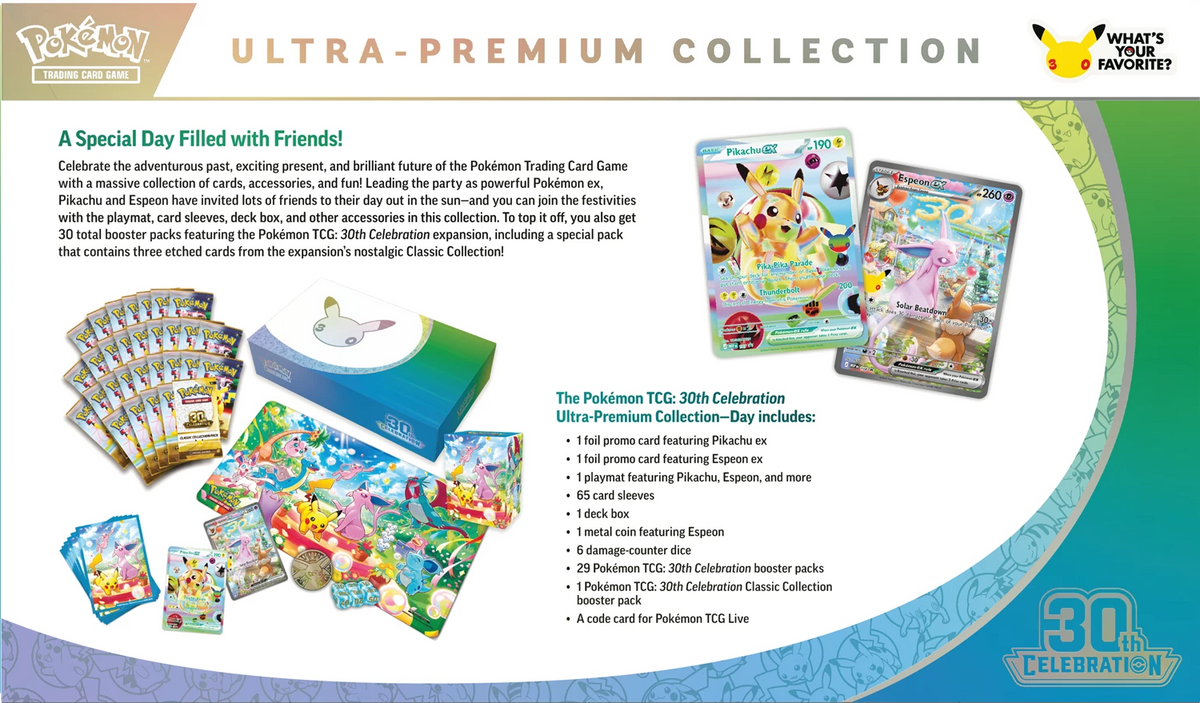 Pokémon TCG - 30th Celebration Ultra Premium Collection Laschocards Day Rückseite