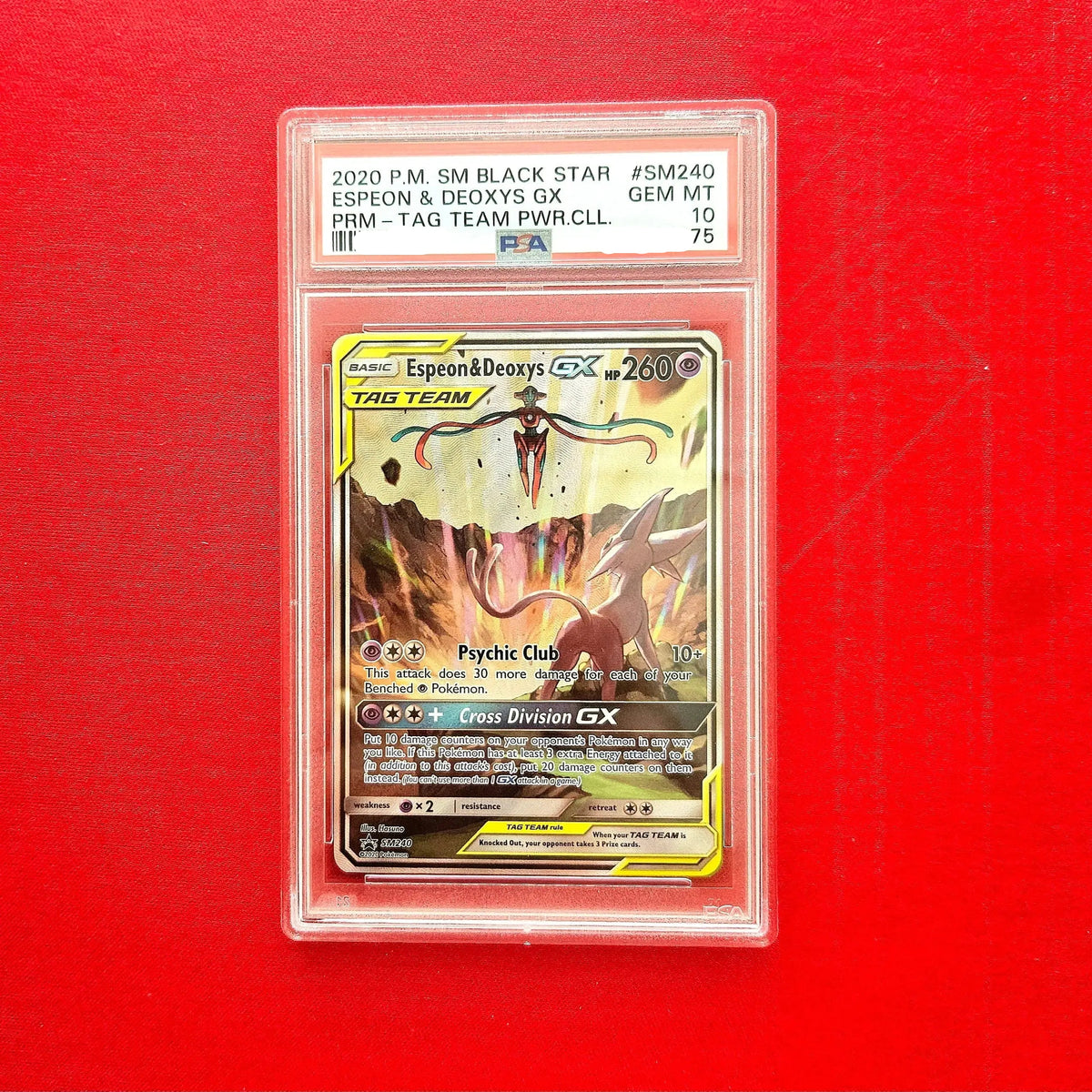 Pokémon TCG - Espeon & Deoxys GX SM240 Sun & Moon Promo (PSA 10)