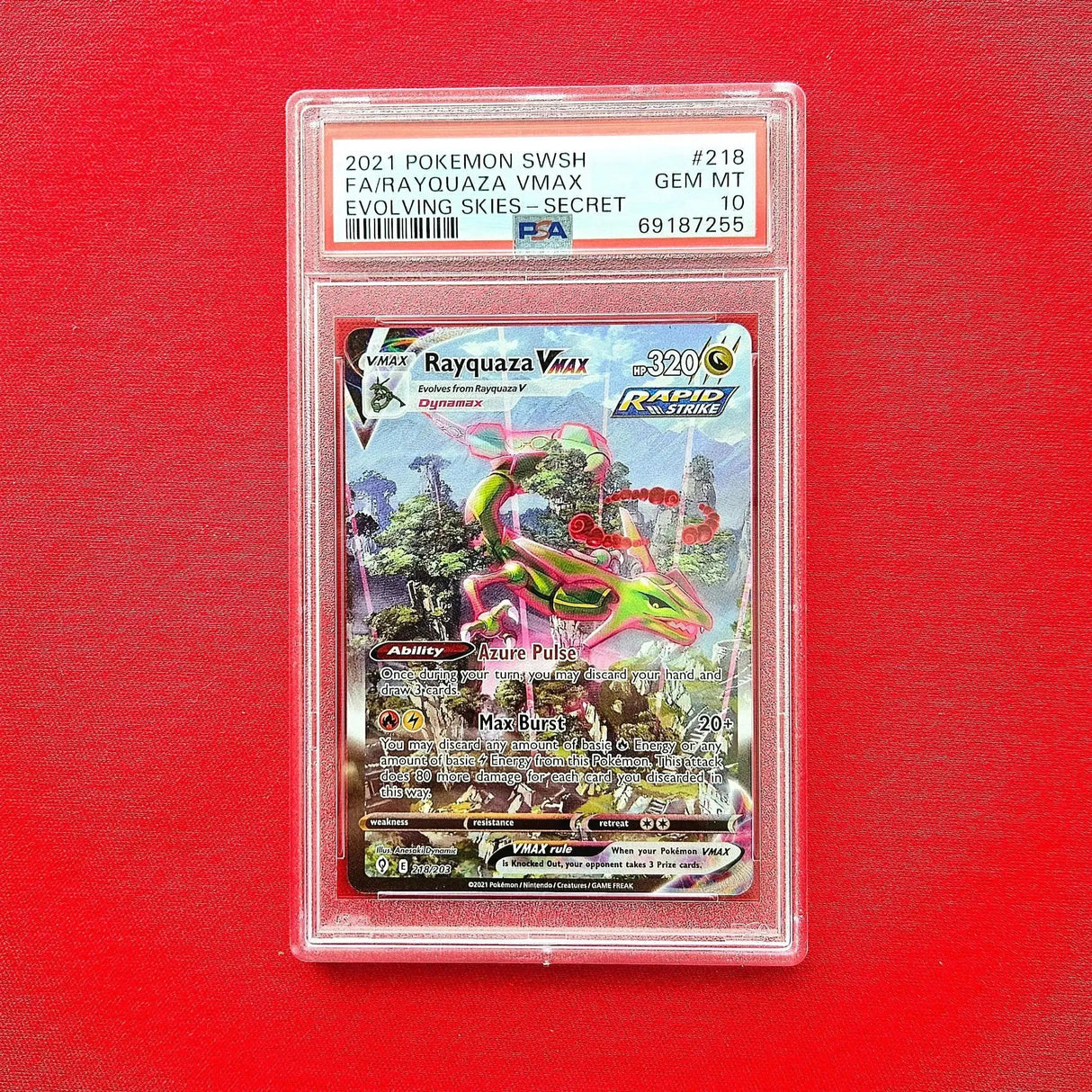 Pokémon TCG - Rayquaza VMAX Alt Art Evolving Skies 2021 - EN - (PSA 10)