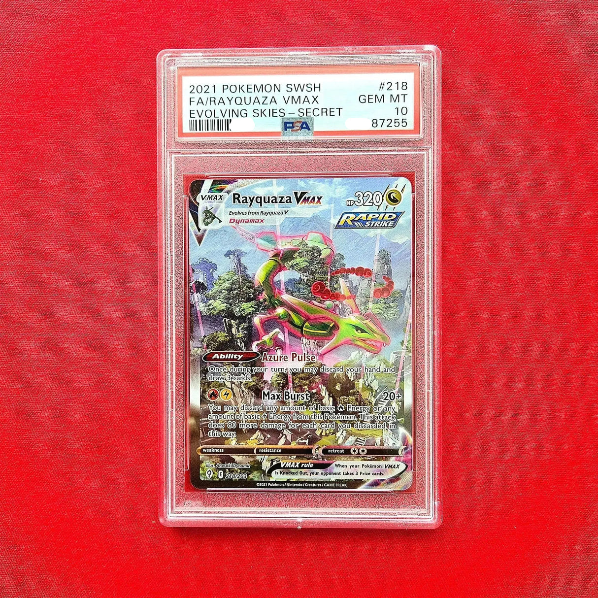 Pokémon TCG - Rayquaza VMAX Alt Art Evolving Skies 2021 - EN - (PSA 10)