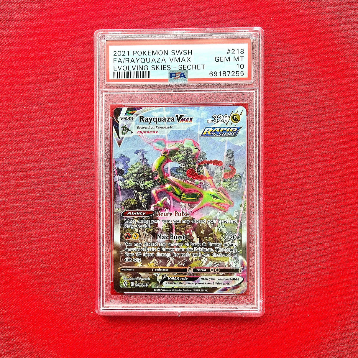 Pokémon TCG - Rayquaza VMAX Alt Art Evolving Skies 2021 - EN - (PSA 10)