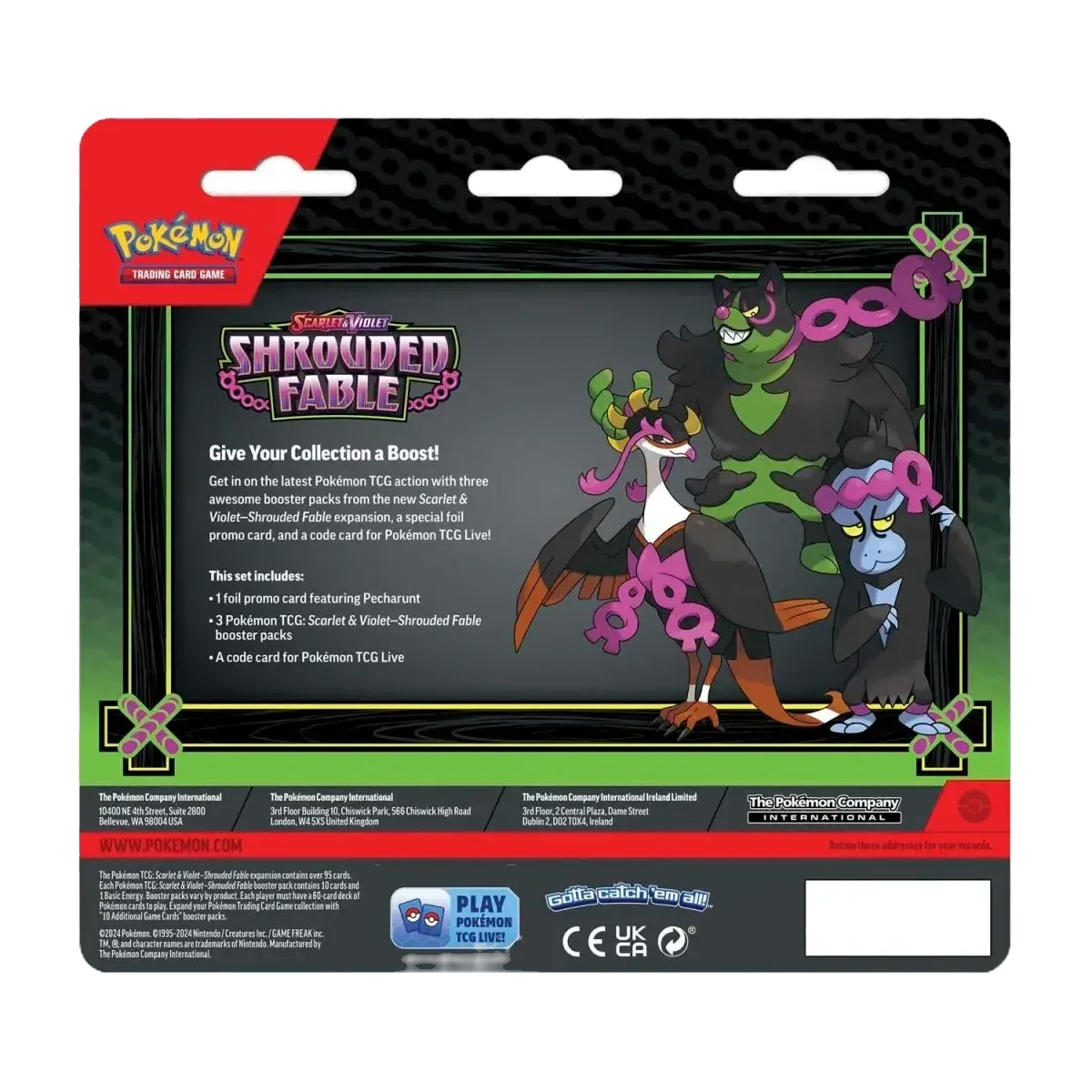 Pokémon TCG - Shrouded Fable Pecharunt 3-Pack Booster Blister-3-Pack Blister-LaschoCards