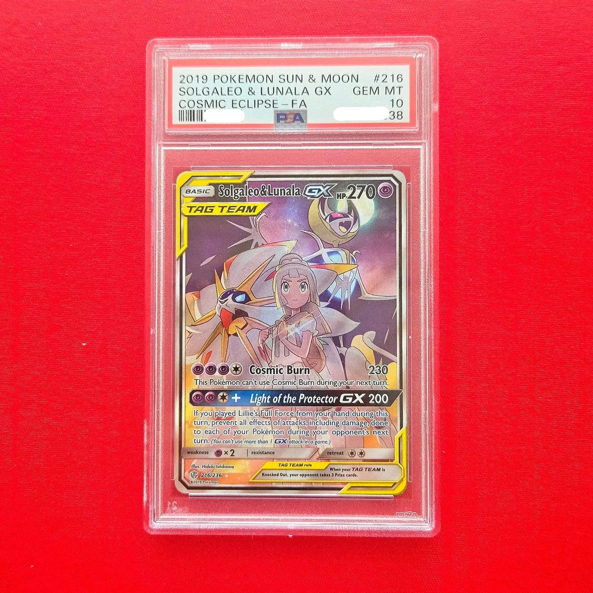 Pokémon TCG - Solgaleo & Lunala GX 216 Cosmic Eclipse (PSA 10)-LaschoCards
