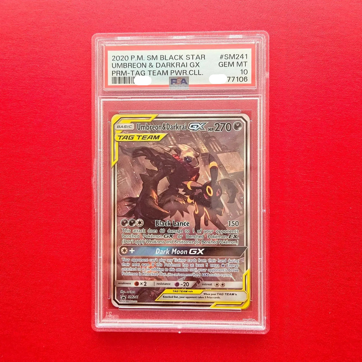 Pokémon TCG - Umbreon & Darkrai GX (SM 241) SM Black Star Promos PSA 10-LaschoCards