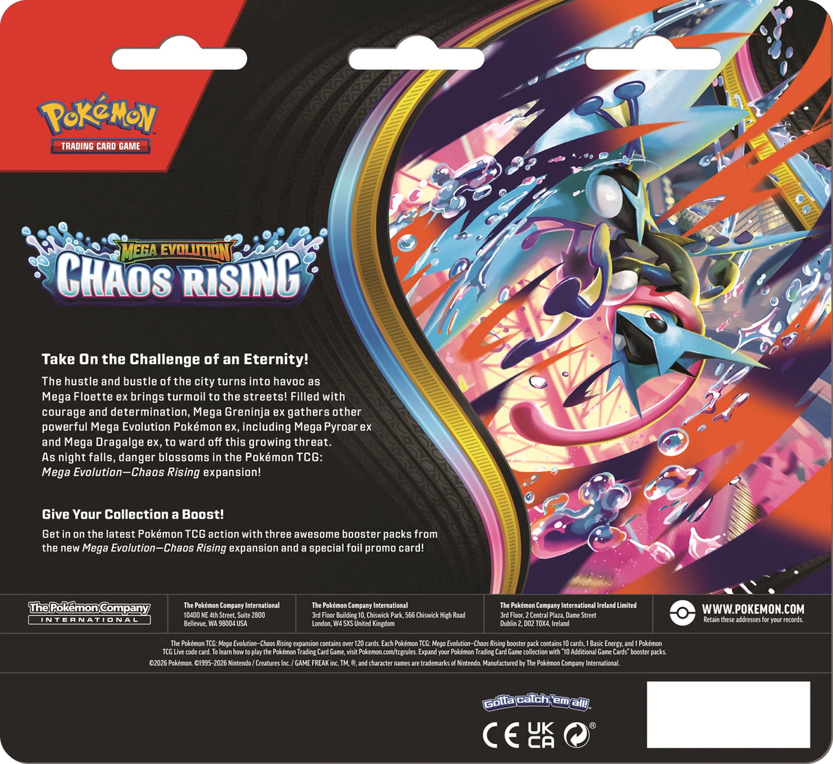 Pokémon TCG - Mega Evolution: Chaos Rising 3-Pack Blister back