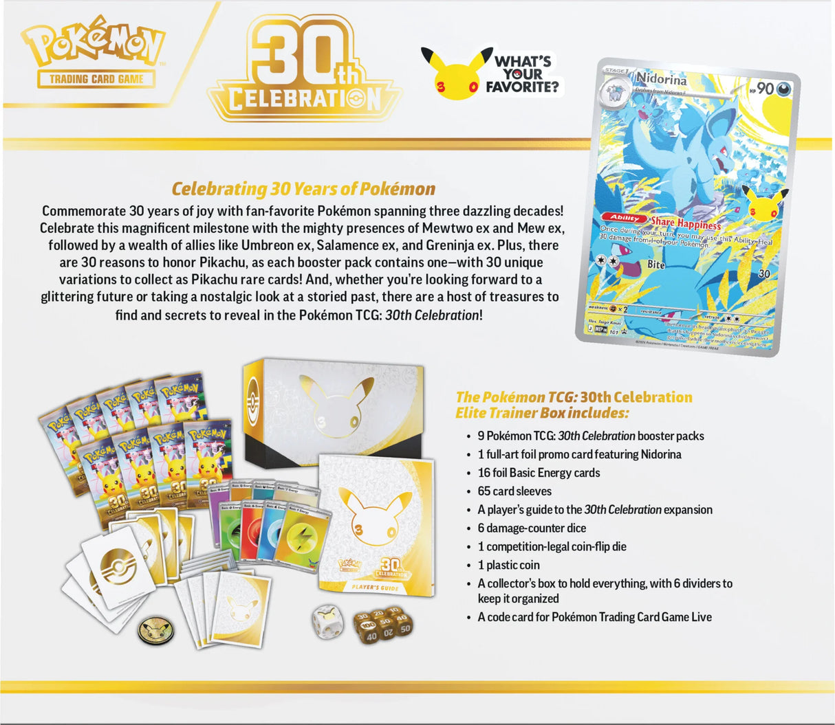 Pokémon TCG - 30th Celebration Elite Trainer Box ETB Laschocards back