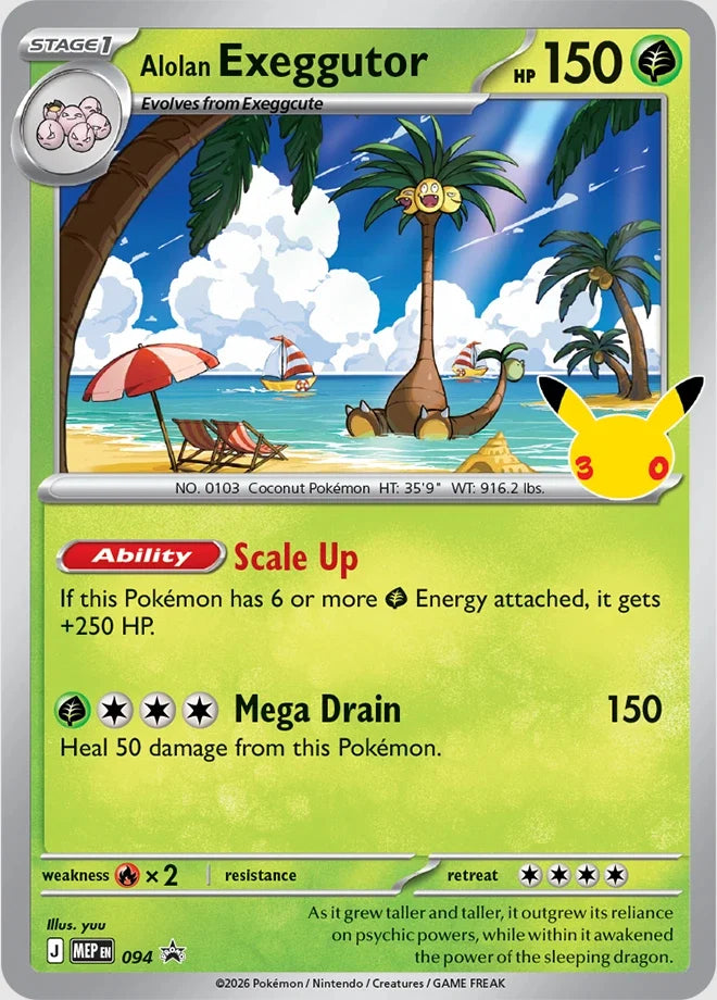 Pokémon TCG - 30th Celebration Tech Sticker Collection Promo Alolan Exeggutor Laschocards
