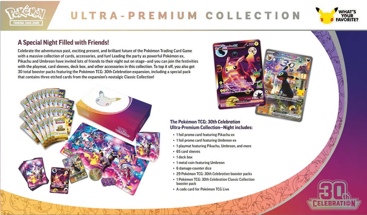 Pokémon TCG - 30th Celebration Ultra Premium Collection Laschocards Night Rückseite
