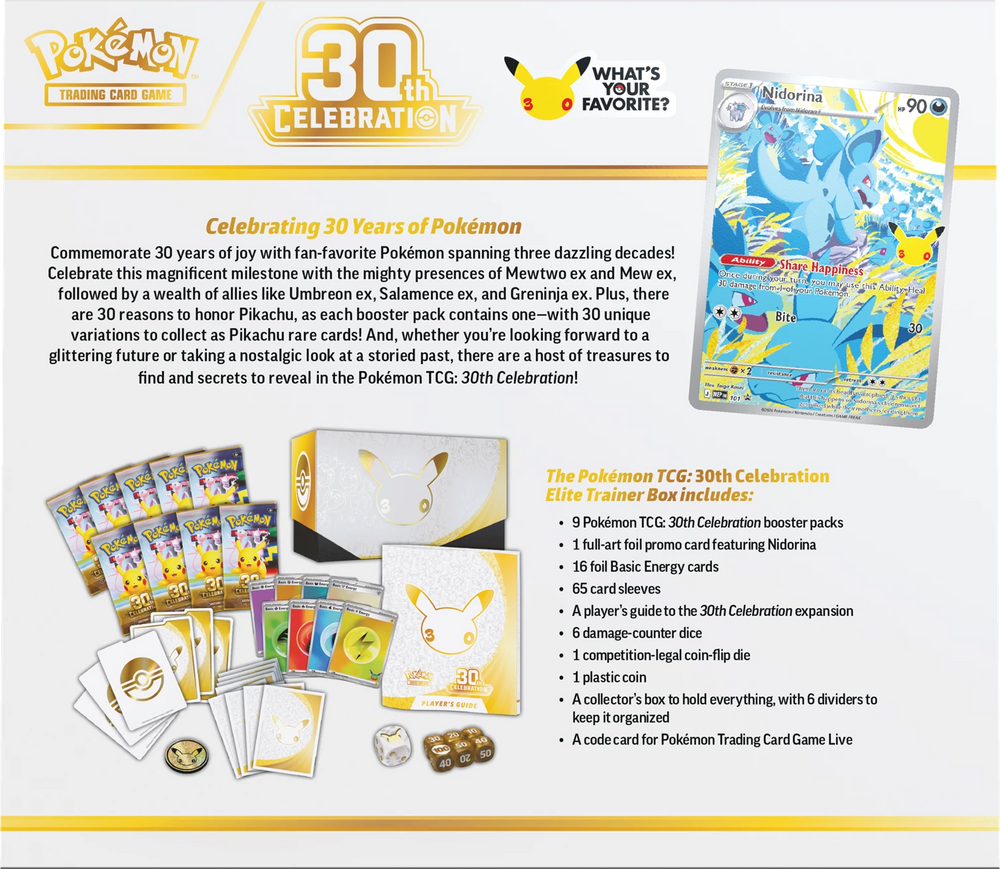 Pokémon TCG - 30th Celebration Elite Trainer Box ETB Laschocards back