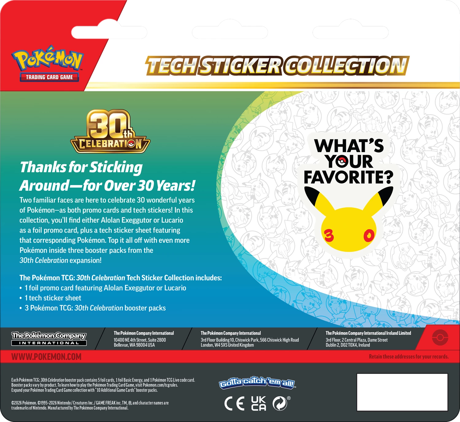 Pokémon TCG - 30th Celebration Tech Sticker Collection Alolan Exeggutor Laschocards back