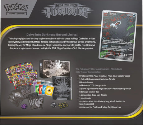 Pokémon TCG - Mega Evolution: Pitch Black ETB Elite Trainer Box laschocards back