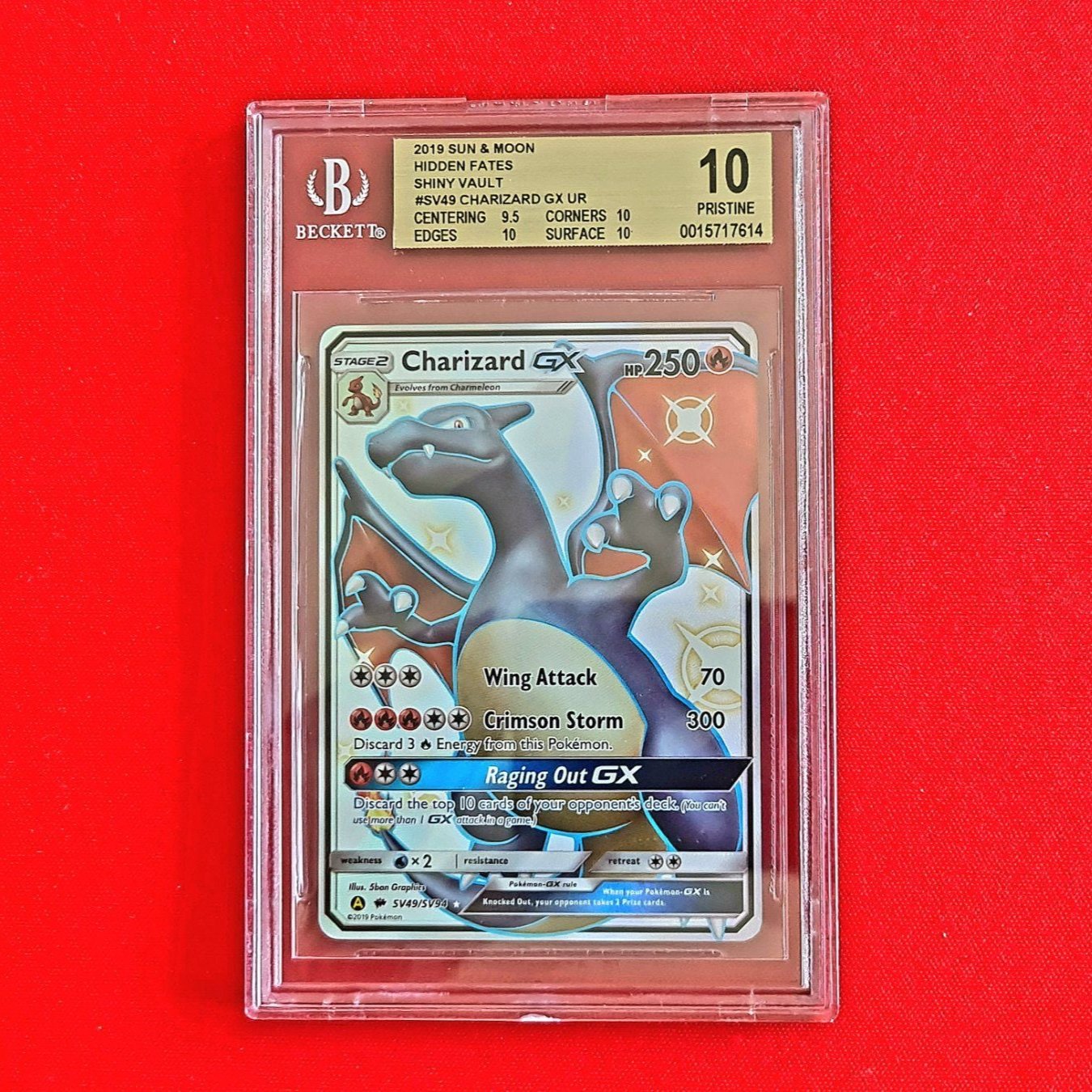 Pokémon TCG - Sun & Moon: Charizard GX Shiny Hidden Fates EN (BGS 10 PRISTINE)