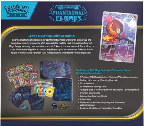 Pokémon TCG - Mega Evolution: Phantasmal Flames ETB Elite Trainer Box back