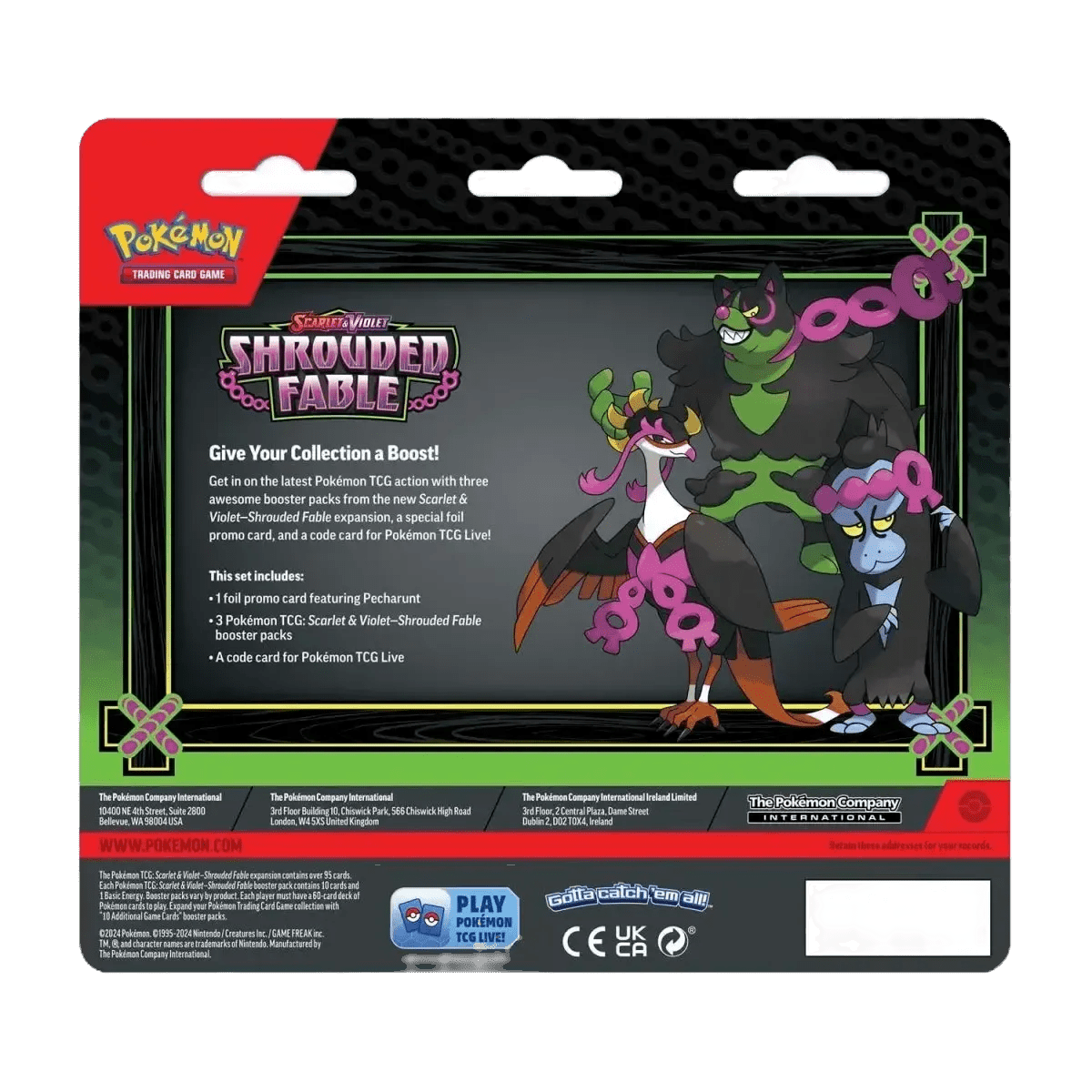 Pokémon TCG - Shrouded Fable Pecharunt 3-Pack Booster Blister-3-Pack Blister-LaschoCards