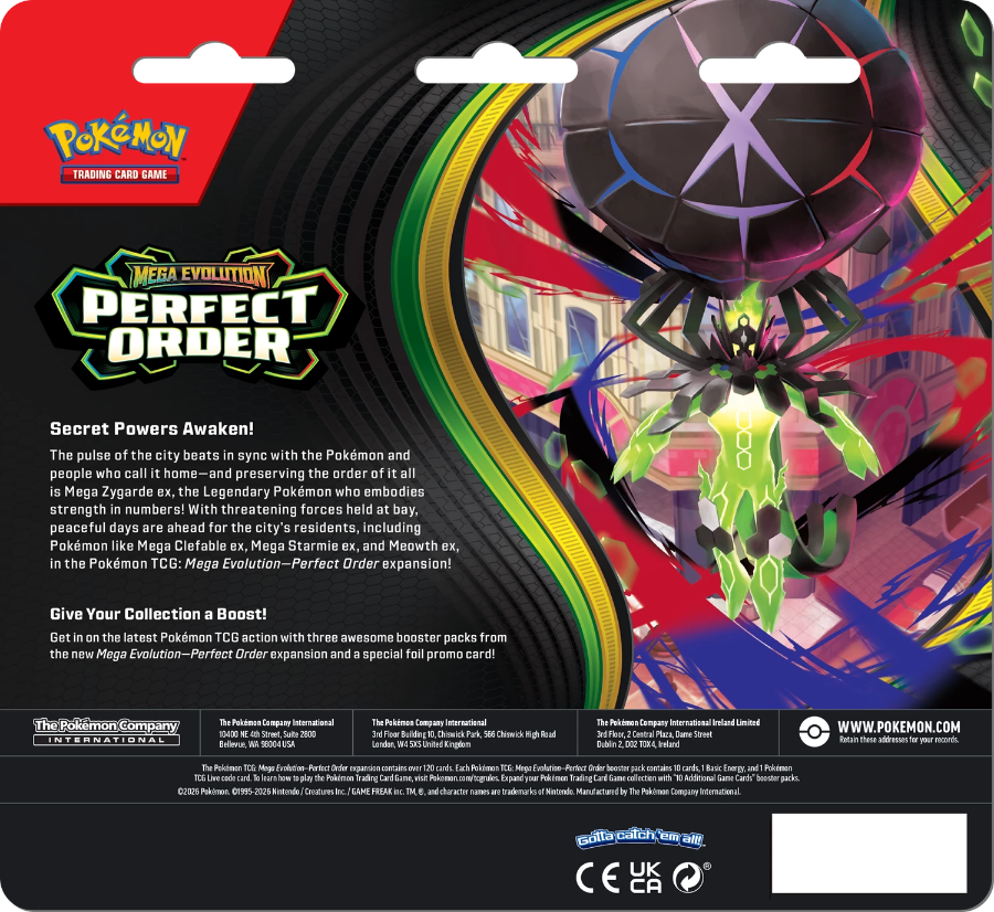[Pre-Order] Pokémon TCG - Mega Evolution: Perfect Order 3-Pack Blister-LaschoCards