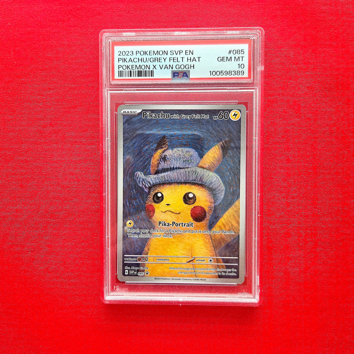 Pokémon TCG - Pikachu with grey felt hat Van Gogh Promo (PSA 10)